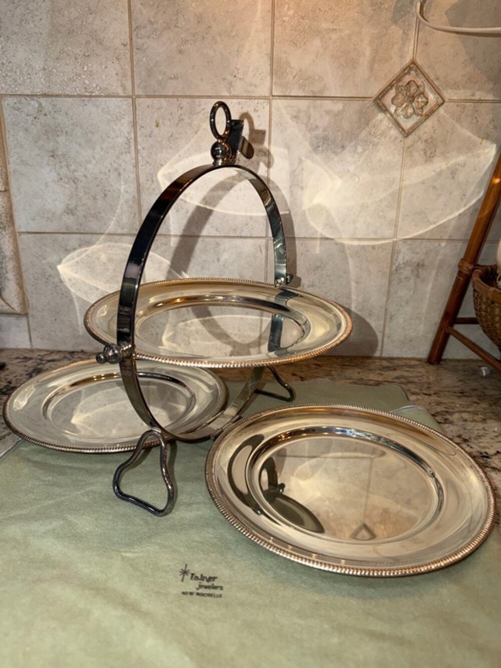 Italy Mid Century Silver Foldable Cake Stand